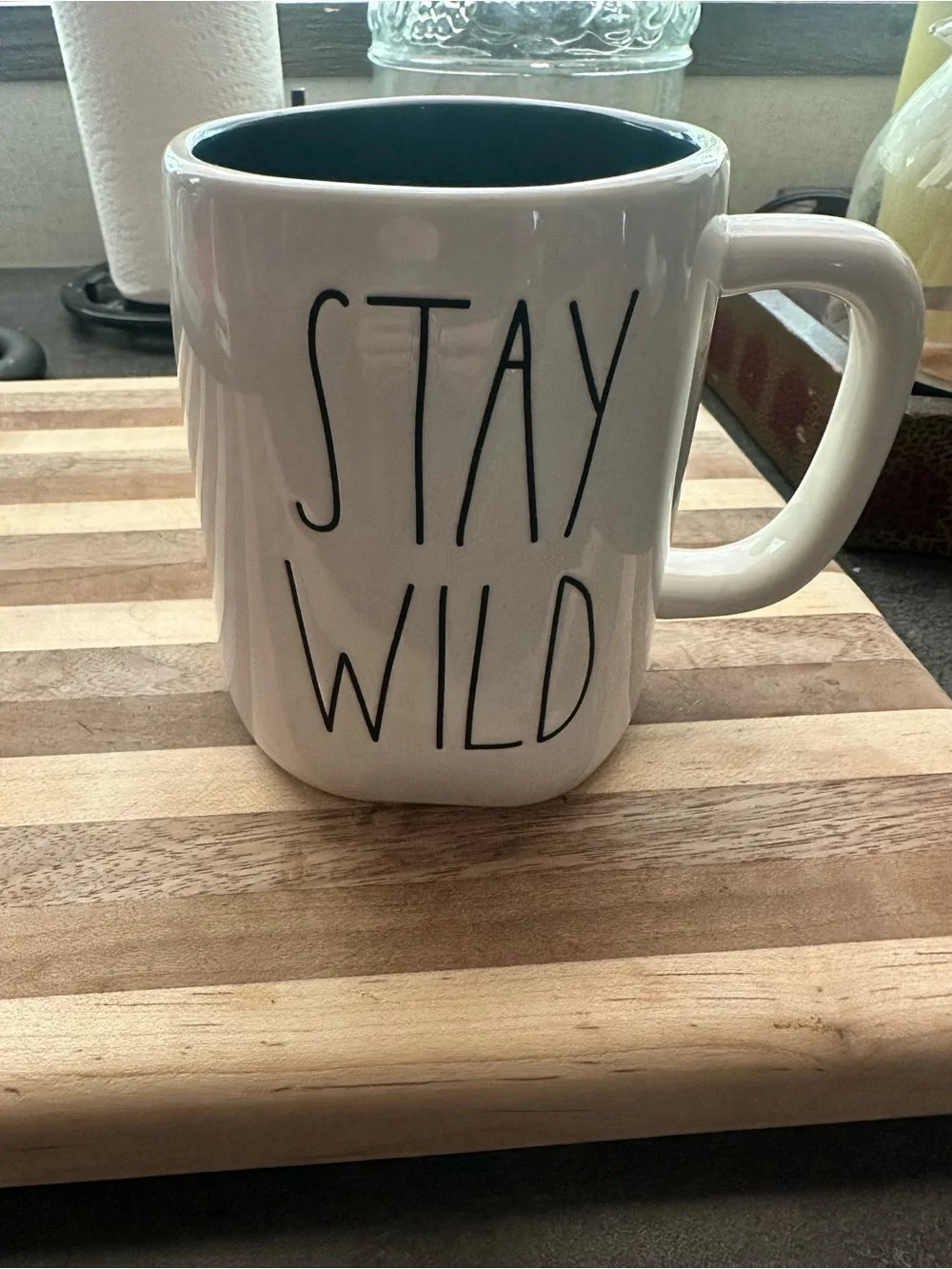 Rae Dunn Stay Wild Mug - White Exterior with Black Interior